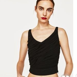 Zara DRAPED TOP WITH CONTRASTING LACE